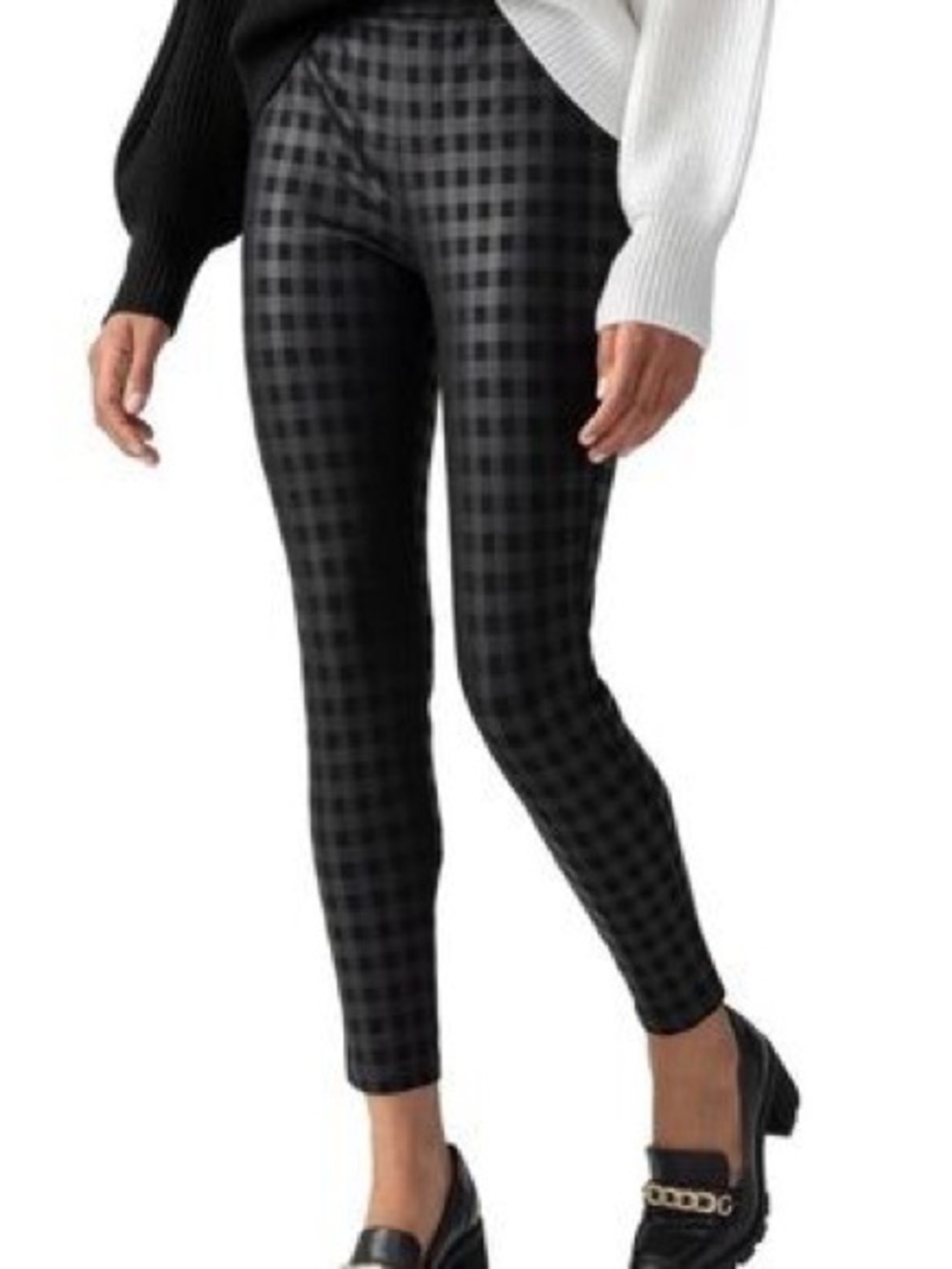 Anthropologie Sanctuary Runway Black Plaid High Ruse Trouser Leggings NWT - Picture 6 of 11